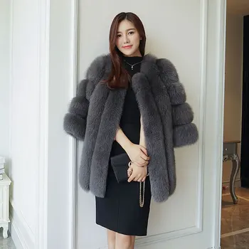 LUCRURI 2019 Nou Elegant Fals Blană de Vulpe Sacou Femei de Moda de Iarnă Faux Blană de Vulpe Jachete Femeie Caldă Artificiale Haine de Blană de Vulpe Doamnelor