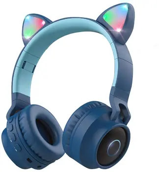 Wireless Bluetooth Copii Căști, Aresrora Urechi de Pisică Bluetooth Pe Ureche Căști 85dB Limitarea Volumului,Lumini LED, Card TF
