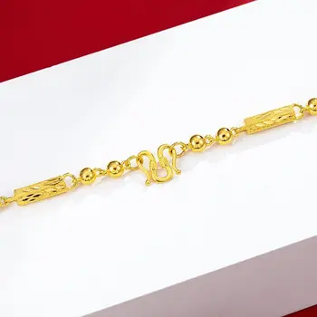 MxGxFam ( 60 cm x 6 mm ) Eroic 24 k Aur Pur de Culoare Șase Colț Pilon Margele Lanț Coliere Pentru Bărbați Bijuterii de Moda HIP HOP
