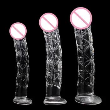 3 Dimensiuni Impermeabil Sticlă Transparentă Vibrator Anal, Dop de Fund sex Feminin de sex Masculin Adult Dragoste Jucarii Sexuale Picătură navă Navă