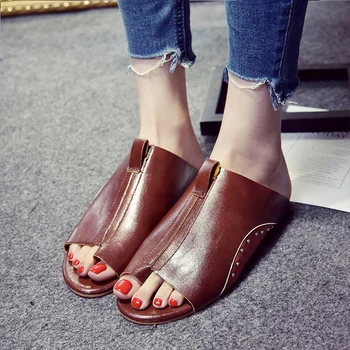 Moda pentru femei pantofi de vara Nit de mari dimensiuni 43 Robust Talpa din piele PU sandale femei cauciuc amestecat culori flat sandal femeie