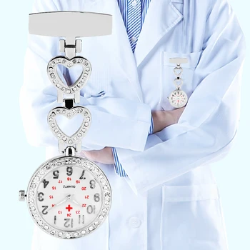 Asistenta Ceas De Buzunar Luminos Diamant Inima Și Forma De Stea Pin Cataramă Cuarț Ceas Poți Alege Cu Cadouri Pentru Medic De Sex Feminin Asistenta Reloj Mujer