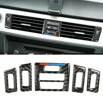 5pcs/set de Ventilație de Evacuare Ornamente Interioare Carbon fibre Interior Pentru BMW E90 E92 E93 Negru din Fibra de Carbon Mașina de Centru Consola de Interior