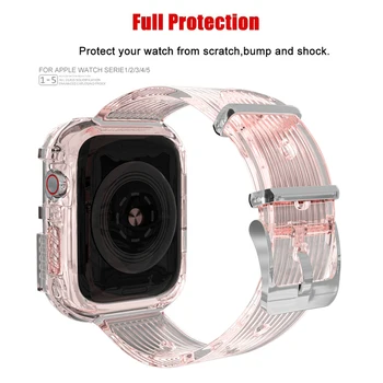 Transparent Curea pentru Apple Watch Band 42mm 38mm Accesorii Silicon Moale caz+Bratara band iWatch serie se 6 5 4 3 44mm 40mm