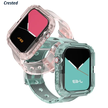 Transparent Curea pentru Apple Watch Band 42mm 38mm Accesorii Silicon Moale caz+Bratara band iWatch serie se 6 5 4 3 44mm 40mm