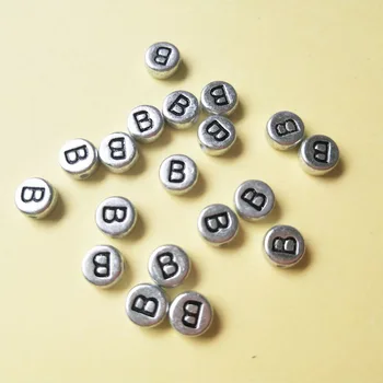 3600PCS 4*7MM Plat Rotund Monedă de Argint Scrisoare Acrilice Margele-O-Z Plastic Alfabet engleză Inițială de Bijuterii Brățară cu Mărgele 500pcs