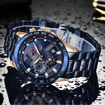 LIGE Hot de Moda Mens Ceasuri de Top de Brand de Lux Ceas de mână Cuarț Ceas de Ceas Albastru Bărbați rezistent la apă, Cronograf Relogio Masculino