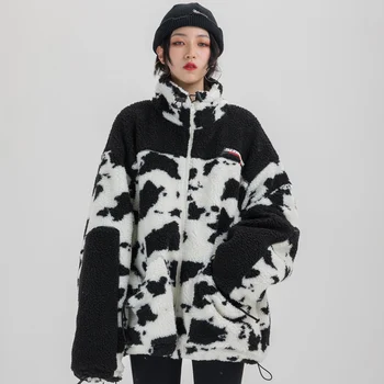 Hip Hop Vaca Model Barbati Hanorac Gros 2020 Streetwear Casual Cald Căptușit Jachete Harajuku Lambswool Straturi Canadiană