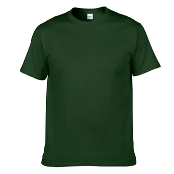 T76-33C Brand Bumbac pentru Femei pentru Bărbați T-shirt Solid Scurt-maneca O-gât culoare verde Închis Tricouri Femei Tricouri Mujer Camiseta