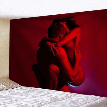 Dragoste Sarut Cuplu Sexy Poster Artistic Fundal Pânză Agățat Tapiserii Murale Perdea De Panza Pictura Steaguri Bannere Decor De Perete