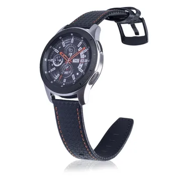 Curea 22mm Fibra de Carbon Model din Piele Watchband pentru Samsung Galaxy Watch 3 45/46mm/de Viteze S3 Negru Brățară pentru Ceas Huawei GT