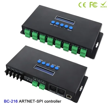 BC-216 DC5V-24V 16 canale Led Artnet Controller Artnet la SPI /DMX pixeli de lumină LED-uri controler+Două port(2*512 Canale)de ieșire