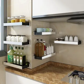 30/40cm de bucătărie din oțel Inoxidabil raft Multi-funcțional, montat pe perete, punch-gratuit condimente Organizator de Bucatarie accesorii pentru baie
