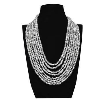 Argint multi-strat transparent de tăiere perle si Sticla Cristal bijuterie coliere pot fi folosite ca cadouri de vacanță