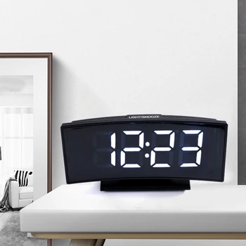 Număr mare de Afișare LED-uri Desktop în formă de Arc Ceasuri Ceas cu Alarma Electronic de Afișare a Temperaturii Snooze Ceas de Noapte Noptiera Ceas