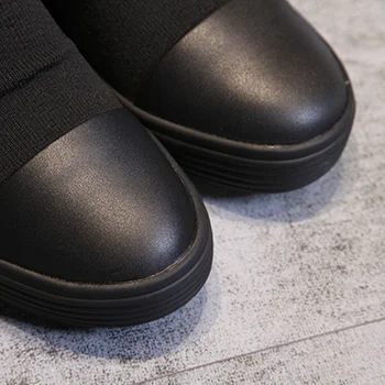 Cizme femei din Piele de Tricotat Șosete de Lână de Boot 2019 Toamna Iarna Cizme Negre Femei Dantelă sus Pantofii Doamnelor Cizme de Iarna