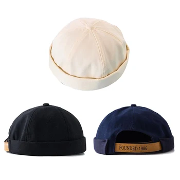56-58cm Bărbați pălărie de iarnă pălărie Beanie Reglabil Casual docker Skullcap Marinar Capac Retro Stil Navy Solid femei pălărie