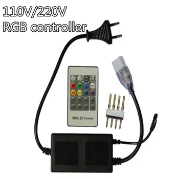AC 220V RGB 5050/3528 Benzi cu Led-uri Controler 20/24 Chei fără Fir Control de la Distanță IR Dimmer sau Sârmă de Control 16/8 Funcții Controler