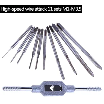 M1 M1.2 M1.4 M1.6 M1.7 M1.8 M2 M2.5 M3 M3.5 11pcs/se Mini Set tarod de Mână Atingeți Fir de Sârmă de Filetare Filetare Robinete Atac Instrument