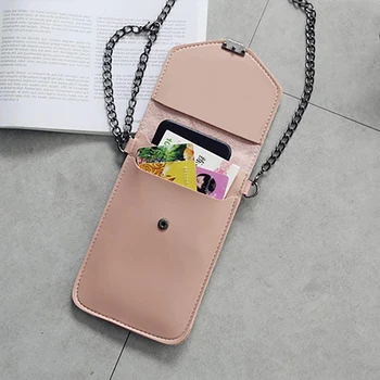 Femeile Transparent Tangibil Telefon Mobil Sac de Moda Piele PU Moale de Credit Card Bancar Cazul Geanta Crossbody Cu Lanț Lung
