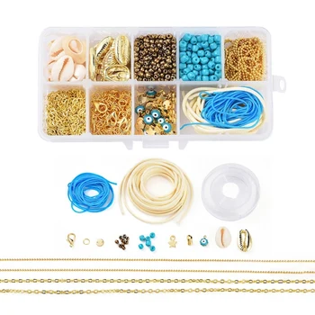 Bijuterii de Luare Kit Ocean Tema DIY Brățară a Face cu Lanțuri de Fier Aliaj Pandantive din Sticlă Margele de Semințe Email Farmece Fir de Nailon