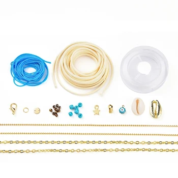 Bijuterii de Luare Kit Ocean Tema DIY Brățară a Face cu Lanțuri de Fier Aliaj Pandantive din Sticlă Margele de Semințe Email Farmece Fir de Nailon