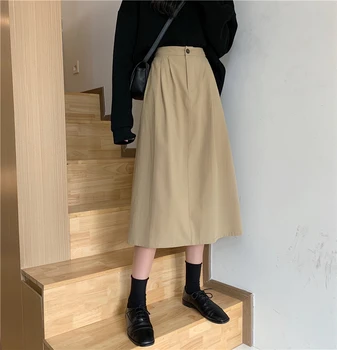 Femei de Înaltă Talie O-linie Fuste Office Lady Style Flare Streetwear 2021 Primavara-Vara