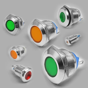 10buc 6 8 10 12 16 mm rezistent la apa IP67 Metal LED Indicator de Avertizare Semnal luminos Lampă Pilot Wire 3V 5V 12V 24V, 110V 220V