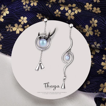 Thaya Real Argint 925 Lucrat Manual Designer Legăna Coarne Cercel Femei De Înaltă Calitate Stil Japonez Pentru Femei Bijuterii Fine