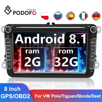 Podofo 2 din Android 8.1 aparate de Radio Auto 8