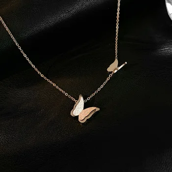 USTAR oțel Titan Fluture Cravată Coliere pentru Femei Coliere scurte Petrecere de Nunta cadouri Bijuterii