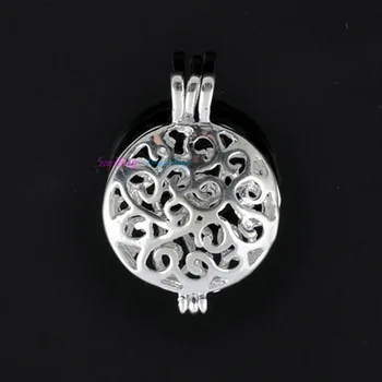 10pc 16mm Perla Cușcă de Sticlă de Mare Rundă de Filigran de Argint Placate cu Cupru Gol Pandantive Difuzor Colier Medalion Pentru Bijuterii DIY