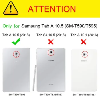 360 de Grade de Rotație StandCase Acoperire pentru Samsung Tab a A2 10.5 SM-T590 SM-T595 din Piele PU Pentru Samsung Galaxy Tab Un A2 10.5 Caz