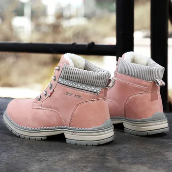 2020 Pantofi de Iarna Femeie Caldă Zapada Ghete Femei din Piele PU Doamnelor Cizme Glezna în aer liber Fundul Gros Scule Cizme Roz Papuceii