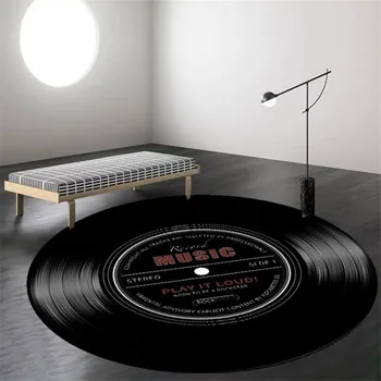Muzica pe Vinyl Tipărite Rotund Covor Moale Covoare Pentru Camera de zi Anti-derapant Scaun Podea Mat Pentru Home Decor Camera pentru Copii