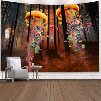 Aggcual Culoare meduze tapiserie psihedelice fundal pânză de decorare perete trippy picturi murale tipărite Cuvertură covor tap84