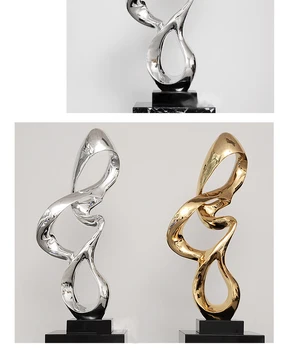 Creative Placare cu Aur, Argint Artă Abstractă 46cm Rășină Statuie Geometrie Neregulată Acasă Decorare Accesorii Sculptură din Marmură