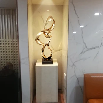 Creative Placare cu Aur, Argint Artă Abstractă 46cm Rășină Statuie Geometrie Neregulată Acasă Decorare Accesorii Sculptură din Marmură