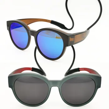 5803 călătorie ochelari de soare sport cu agățat de silicon cablu de UV400 polarizate anti-alunecare rectro fullim a se potrivi peste purta pe ochelari