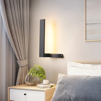 Modernă cu LED-uri în Formă de L de Perete de Lumină cu Acrilice abajurul Nordic Alb Negru Metal Lampă de Perete pentru Interior Acasă Baie Decor Dormitor