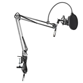 Neewer NW-35 Microfon Suspensie Boom Braț Foarfecă Suport,Shock Mount+Masa de Montaj Clemă+Pop Filtru de Parbriz Masca Scut Kit