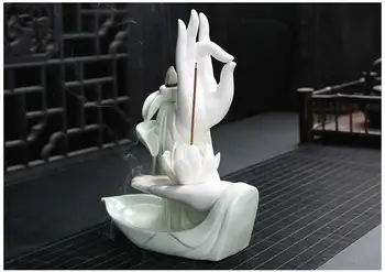 Ceramice arzător de tămâie Guanyin Buddha lemn de santal cuptor / Budist furnizează / reflux arzător de tămâie / mobilier acasă consumabile