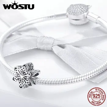 WOSTU 2020 Stil de Iarnă Real 925 Sterline de Argint Fulg de nea Farmecul Original se potrivesc DIY Șirag de mărgele Brățară Moda Bijuterii Cadou DXC719