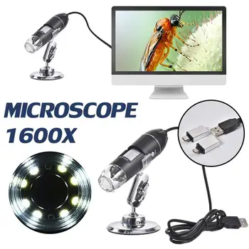 Reglabil 1600X 2MP 1080P 8 LED Microscop Digital de Tip C/Micro USB Magnifier Electronice Stereo USB Endoscop Pentru Telefon PC