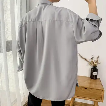 Camasa rochie de Moda pentru Bărbați de Culoare Solidă de Afaceri Tricou Casual Barbati Streetwear Sălbatice Liber coreean Cămăși cu mânecă Lungă Mens M-5XL