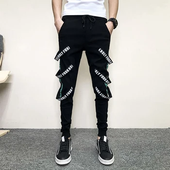 Coreea De Vară Hip Hop Pantaloni Harem De Bărbați De Moda 2021 Nou Meci De Jogging Barbati Slim Fit Streetwear Pantaloni Casual Barbati Negru 34-28