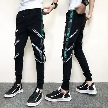 Coreea De Vară Hip Hop Pantaloni Harem De Bărbați De Moda 2021 Nou Meci De Jogging Barbati Slim Fit Streetwear Pantaloni Casual Barbati Negru 34-28