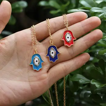 Noua moda de aur emailat Fatima hamza farmec palm-ochi pandantiv colier conceput special pentru femei bijuterii