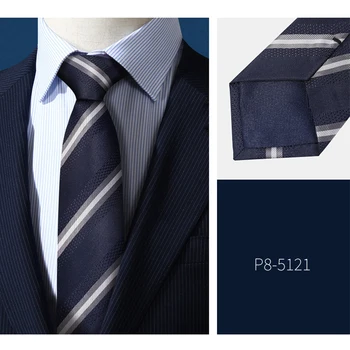 2021 Brand Nou Bleumarin cu Dungi de Afaceri Cravată Pentru Bărbați de Înaltă Calitate de Moda Costum Formal 8CM Largă de Cravata Munca de Partid, Cutie Cadou
