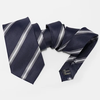 2021 Brand Nou Bleumarin cu Dungi de Afaceri Cravată Pentru Bărbați de Înaltă Calitate de Moda Costum Formal 8CM Largă de Cravata Munca de Partid, Cutie Cadou